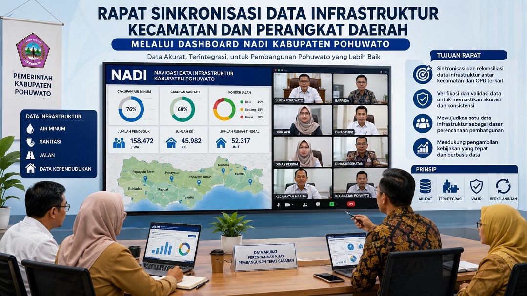 Bappeda Pohuwato Gelar Rapat Sinkronisasi Data Infrastruktur Dasar melalui Dashboard NADI