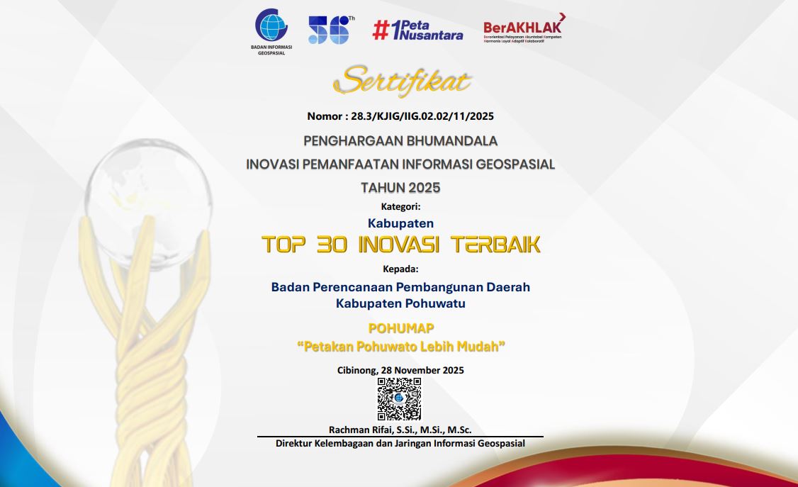 Perdana Ikut Bhumandala Award, Inovasi "POHUMAP" Kabupaten Pohuwato Tembus Top 30 Nasional